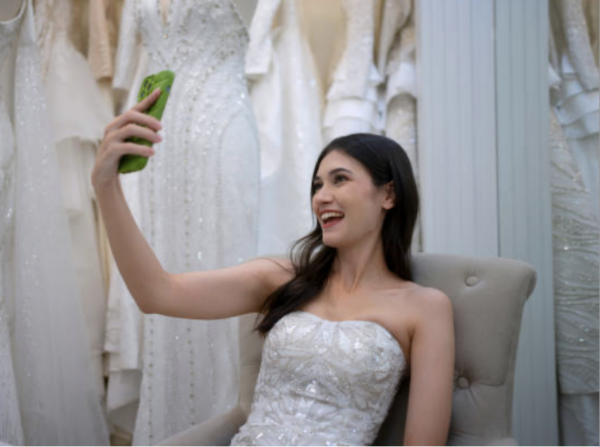 Bride taking a selfie
